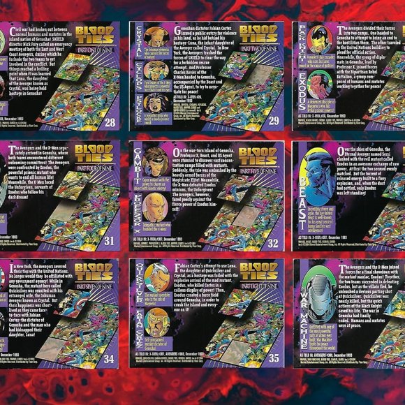 1994 Marvel Trading Cards - Blood Ties Full Set of 9 - Picture 2 of 11